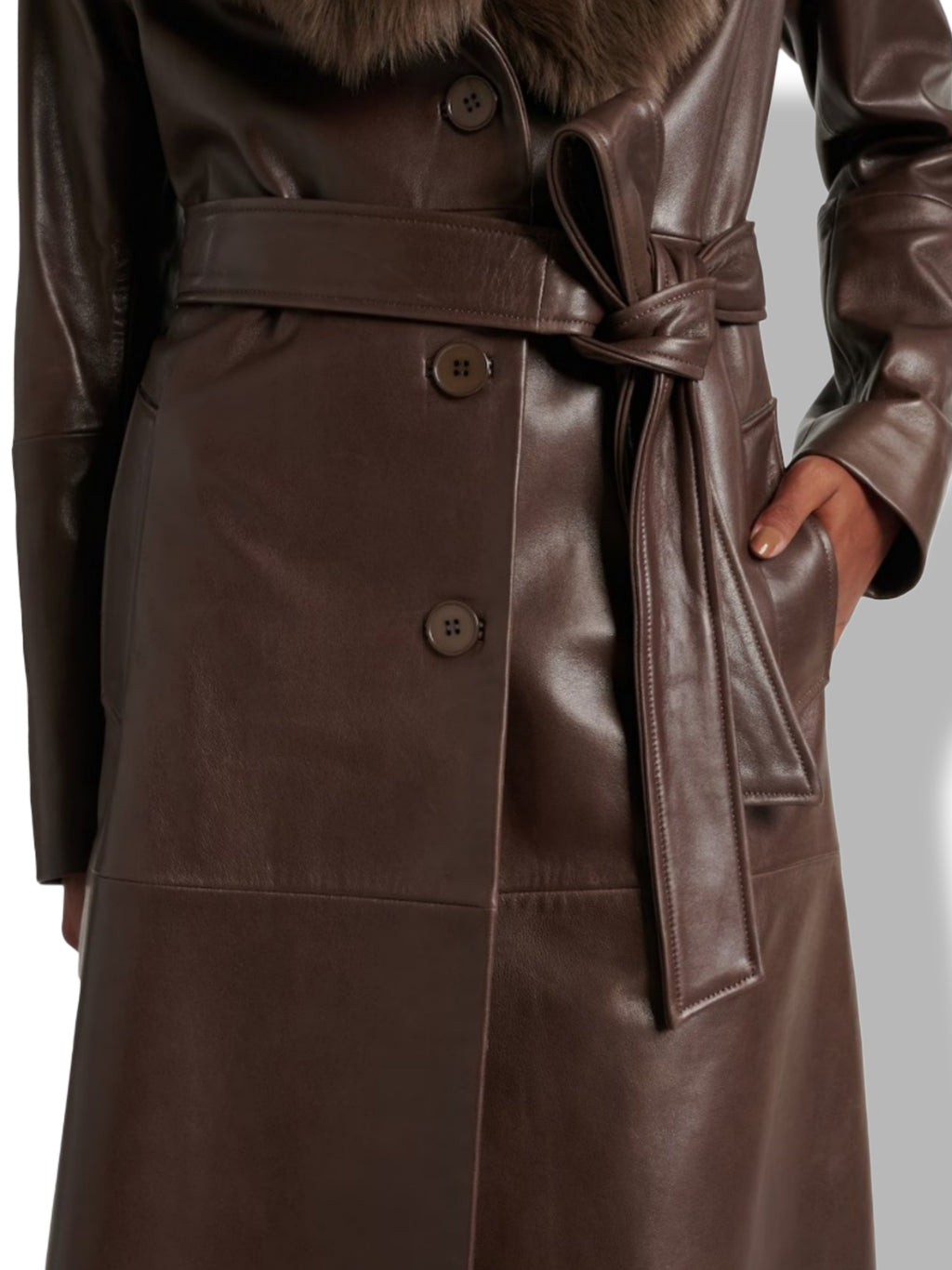 Brown Leather Trench Coat