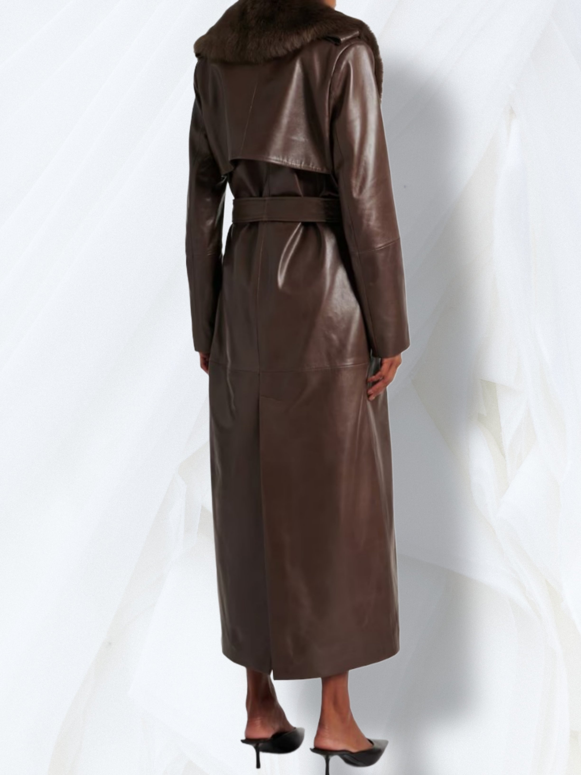 Brown Leather Trench Coat
