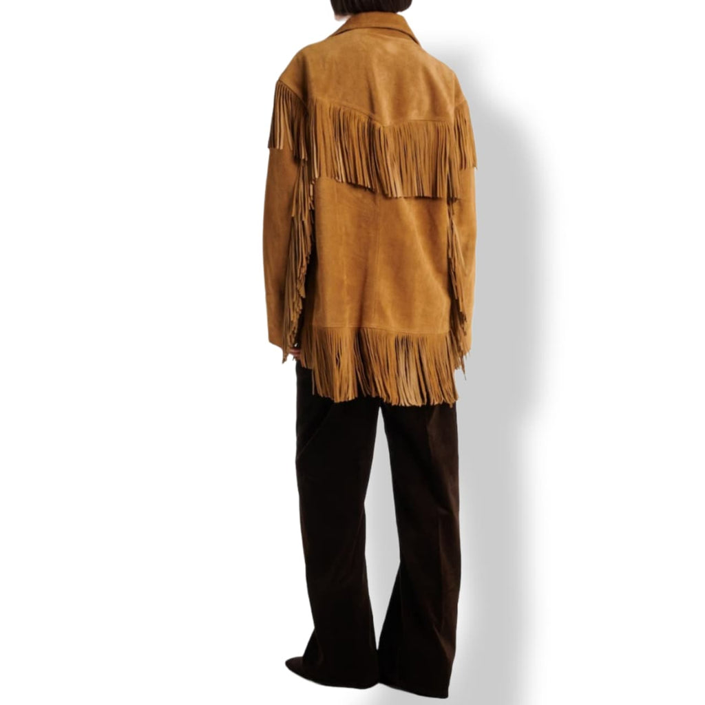 Women's Tan Suede Fringe Jacket – Western Boho Leather Coat