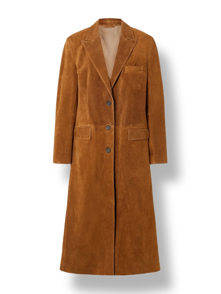 Women Brown Suede Trench Coat