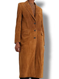 Women Brown Suede Trench Coat